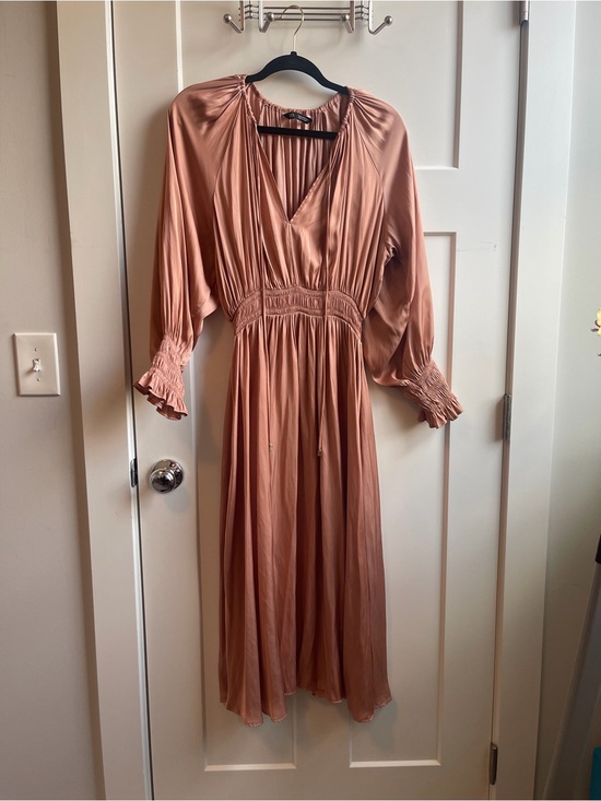 Zara Dresses & Skirts - Zara Rosewood Satin V-Neck Midi Dress